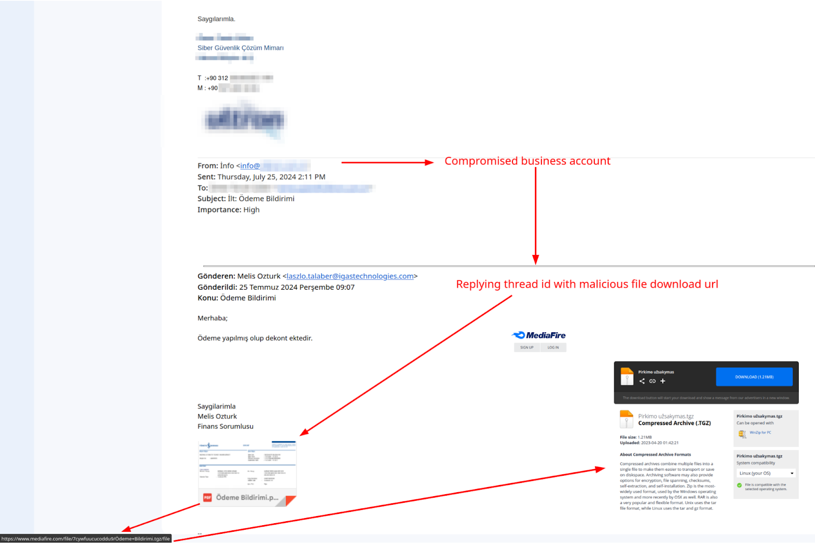 Figure 10. Example of an attack campaign email sent by the OriginLogger team via BEC.