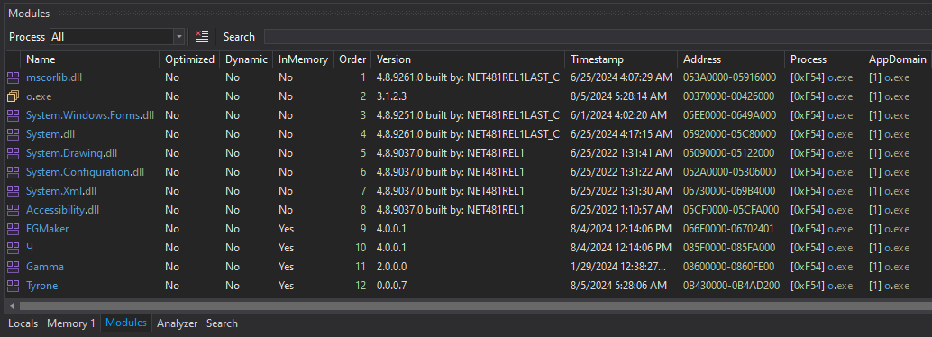 Figure 14. dnSpy’s Modules tab
