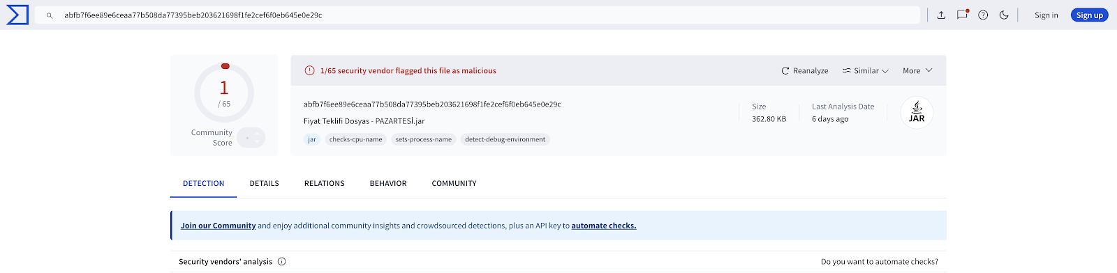 https://www.virustotal.com/gui/file/d286acf63f5846e775ba23599e2b5be88d0564d24f29e0646f6cff207249c130